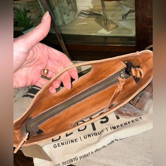 NWT Bed Stu Leather Keiki Crossbody Bag Handbag Nectar Lux Tan Rustic MSRP $235 - Picture 10 of 13